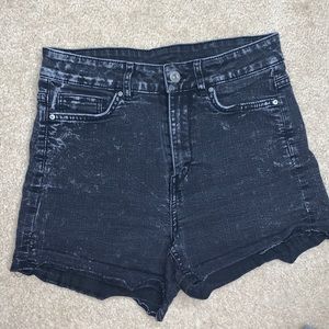 Black worn look shorts